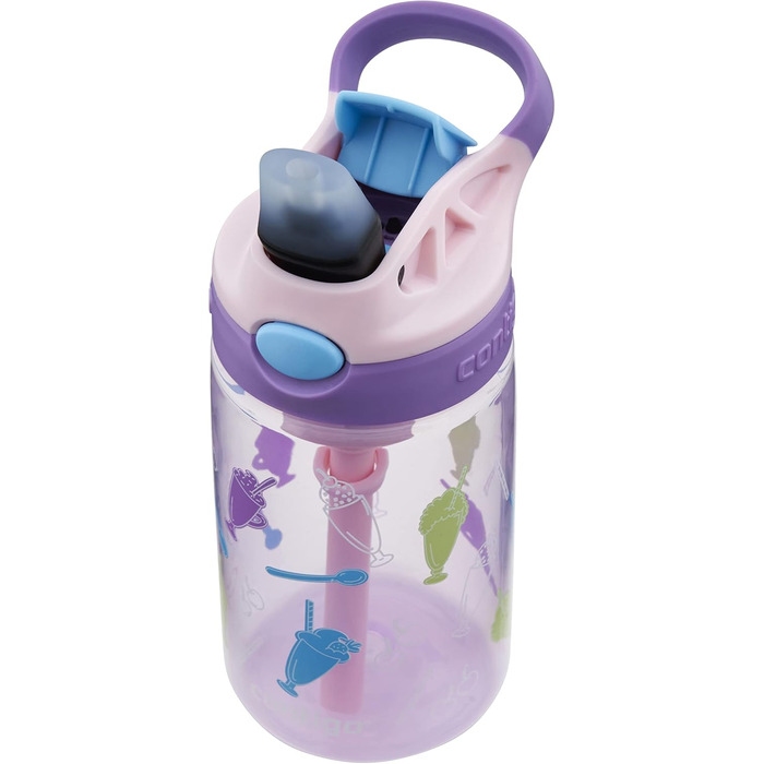 Contigo Kinder Trinkflasche Easy Clean Autospout with Straw, BPA-free durable water bottle, 100% leak-proof, easy to clean, ideal for daycare, kindergarten, school, and sports, 420 ml (Strawbery Shakes, Plastic)
