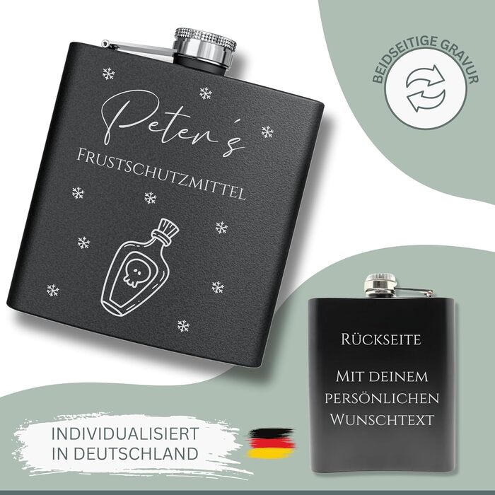 Набір фляг з гравіюванням - персоналізований з іменем - ідеальний подарунок на весілля та для чоловіків - нержавіюча сталь (Дизайн 12)