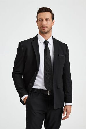 Краватка для чоловіків HISDERN, комплект з кишеньковим хустиною, патерн Paisley, чорна