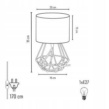 Настільна нічна лампа з абажуром у стилі бохо, джут, 20 см, цоколь E27, LED