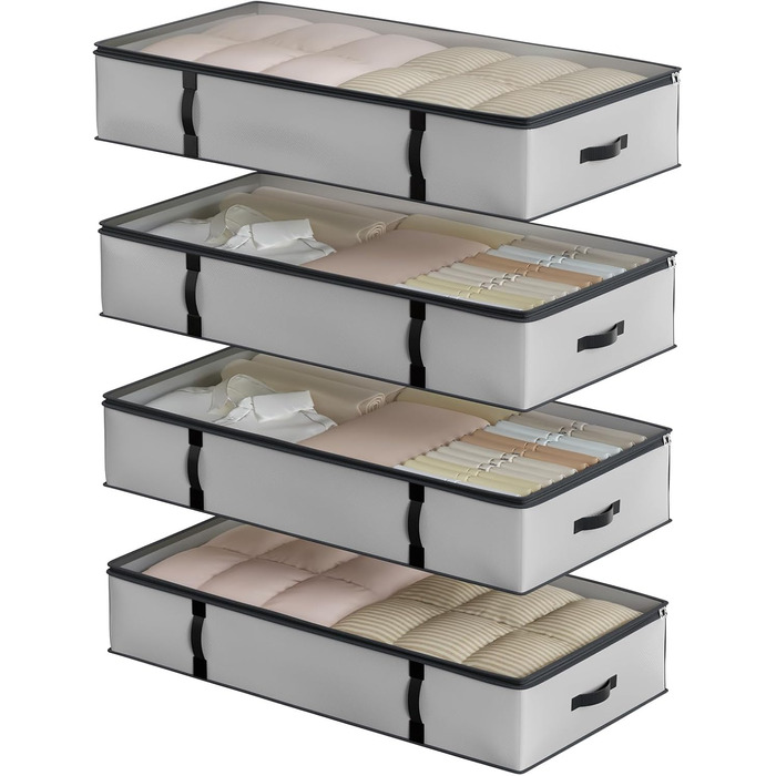 Органайзери для зберігання Oak & Tea 90L 4 шт. для взуття, одягу, під ліжко. Водонепроникні, з прозорою панеллю, 100x50x18 см