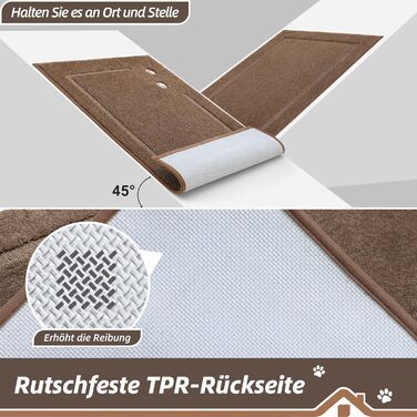 Килимок для дому BEQHAUSE 80x120 см, миючий, для входу, переднього та заднього дверей, коридору (колір: коричневий)