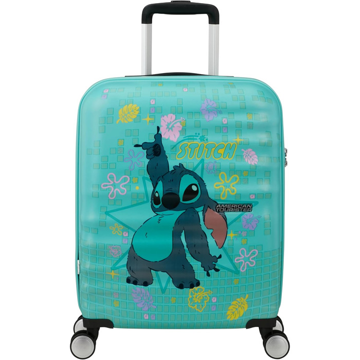 Чемодан American Tourister Wavebreaker Disney FL Spinner L, 77 см, 96 л, коліщата, Disney Stitch Flower, матове покриття