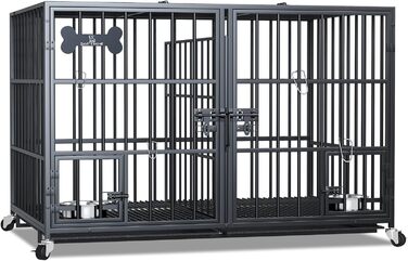 Клітка для собак XL, чорна, з піддоном та перегородкою, 2 в 1, 120 x 73 x 68 см