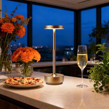 Настільна лампа бездротова LED зовнішня IP54 5000mAh акумуляторна кемпінгова настільна лампа з сенсорним димером, 3 кольори світла (2 Титан)