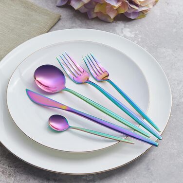 Karaca Orion Matte Rainbow 30-Piece Cutlery Set for 6 People - Cutlery, Knives, Forks, Dessert Forks, Stainless Steel, Dining Cutlery, Table Cutlery Set - Healthy and Hygienic, Modern Design