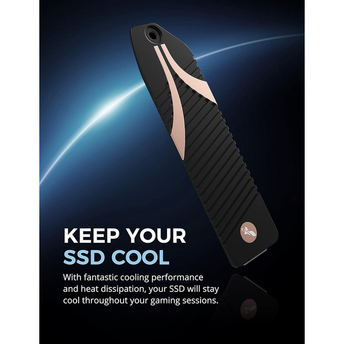 Радіатор охолодження Sabrent M.2 SSD NVMe з алюмінію з термопадом, HeatPipe, сумісний з PC, Desktop, PS5