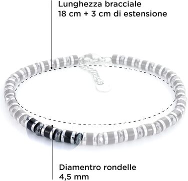 Чоловічий браслет SAGA GIOIELLI® з ронделями з каменів, сталь, кристал, нержавіюча сталь