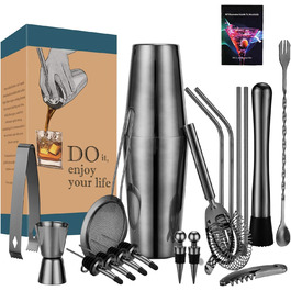 Набір для коктейлів HB life: 21 предмет, нержавіюча сталь, 750 мл та 550 мл шейкер, аксесуари для бару