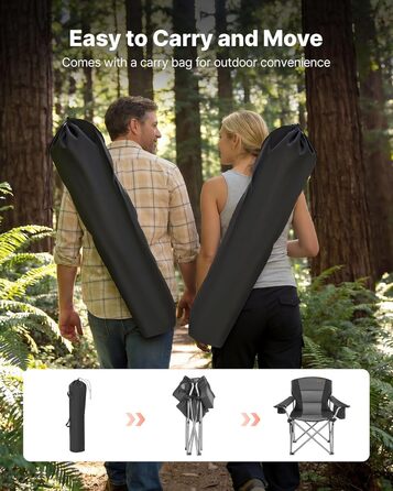 Складні кемпінгові крісла VEVOR 2 шт, надміцні (204 кг), з підлокотниками та підсклянником, для риболовлі та відпочинку на природі