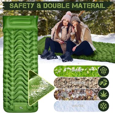 Clefivie Self-Inflating Camping Pad - Portable & Durable Air Mattress for Camping, Hiking, Indoor & Outdoor Use (196x65x9cm)