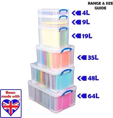 Really Useful Box 2-Pack, 64 Liter, for Organizing and Storing, 710 x 440 x 310 mm, transparent (Single (1 Pack))