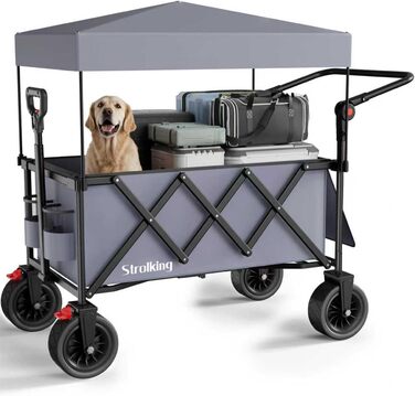 3-в-1 Вагончик-Платформа Складаний з Гальмами, 150л, 136кг, Сірий