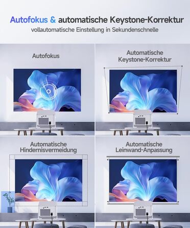 Проектор Alwtniet Mini Beamer 4K 8K з Android 14, WiFi 6, Bluetooth 5.4, Автофокус та Автокорекція, 180° поворот, для домашнього кінотеатру, HY350MAX