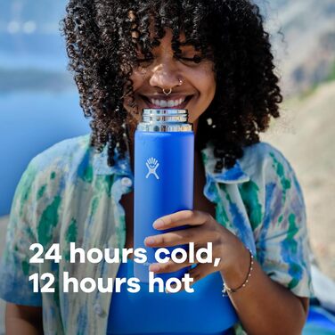 HYDRO FLASK - 1180ml (40oz) Water Bottle - Insulated Stainless Steel Water Bottle - Sports Bottle with Leakproof Flex Cap Lid & Strap - Dishwasher Safe Thermos - Wide Mouth Opening - Indigo