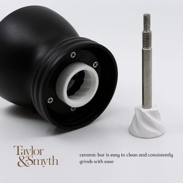 Кавомолка Taylor & Smyth: портативна, керамічні жорна, регулювання помелу, для дому, офісу та відпочинку