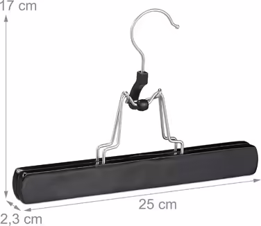 Relaxdays 84 x Trouser Clips Wood, 360° Swivel Hook, Felt Protection, HBT 17 x 25 x 2.3cm, Clothes Hanger for Trousers & Skirts, black