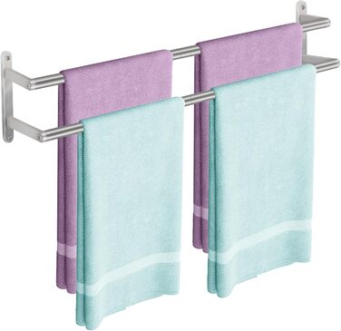 Тримач для рушників на стіну, 60 см, нержавіюча сталь, для ванної кімнати, спальні, кухні, щітковий нікель