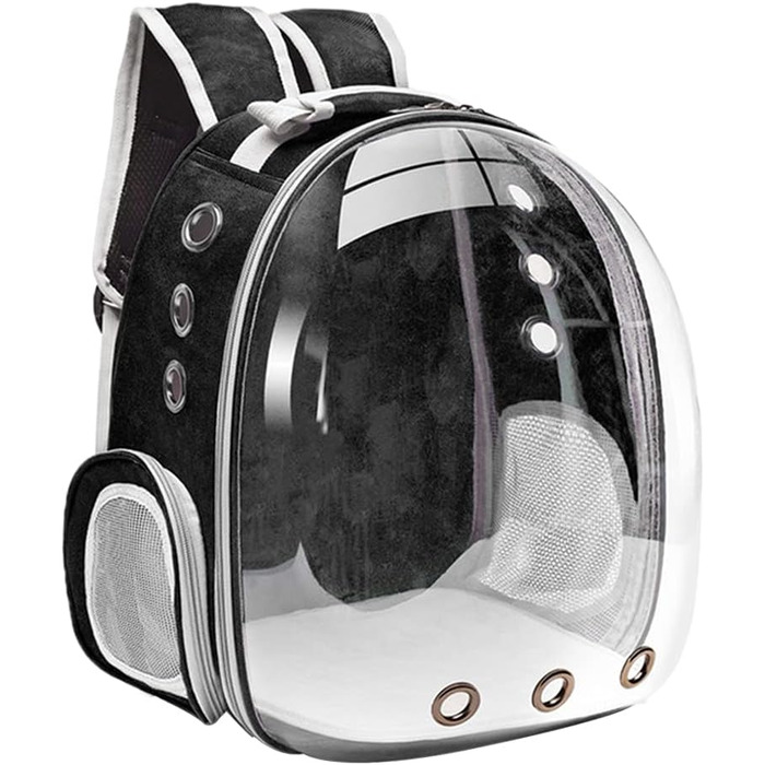 Рюкзак-переноска для кота MagiDeal Premium, велика прозора сумка для тварин, портативна, з вентиляцією, для котів та маленьких собак, водонепроникний, чорний