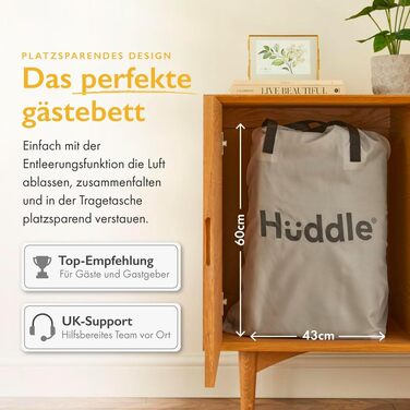 Повітряний матрац Huddle Lite з вбудованим насосом, комфортне флокування, підвищена висота — надувний матрац для кемпінгу та гостей