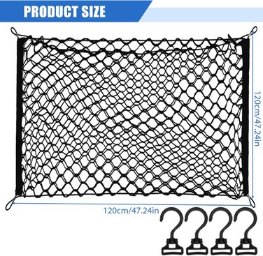 Сітка перегородки для автомобіля GOMETY: захист від тварин, 120x90 см, поліпропілен, 4 гачки