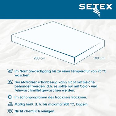 SETEX Molton Quilted Mattress Protector, 180 x 200 cm, Mattress Cover made of 100% Cotton, Basic, White