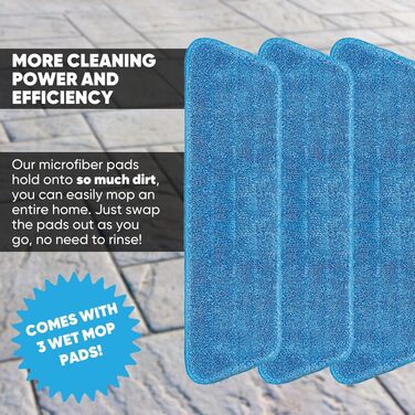 3 Pack Cinch Mop Replacement Heads, Microfiber Mops for Floor Cleaning and Wall Squeegees with Reusable Washable Pads, Compatible with Cinch Mop