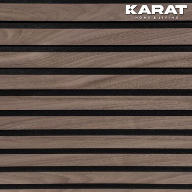Акустичні настінні панелі KARAT з натурального шпона горіха (Black Walnut) — декоративна рейкова стіна з дерева та фетру для звукоізоляції та шумопоглинання, 275 x 27 см