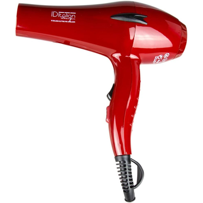 Професійний фен для волосся ID Italian Design з насадкою для укладки, 2200W (червоний)