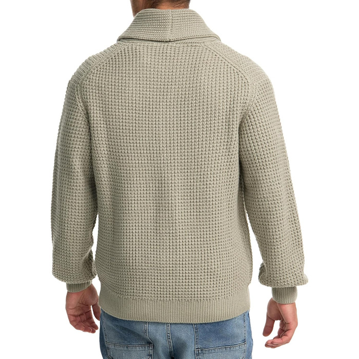 Чоловічий кардиган Indicode INBrandox з коміром-шарфом та ґудзиковою застібкою | Дрібний в'язаний кардиган для чоловіків, колір Stone