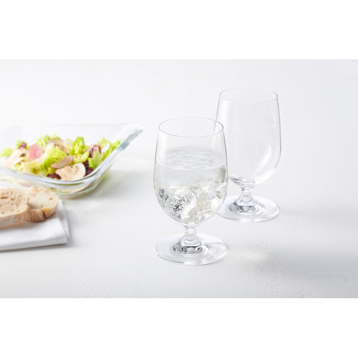 Leonardo Ciao+ Water Glasses, 6-Piece Set, Drinking Glasses with Drawn Stem, Dishwasher-Safe Juice Glasses, Height 13 cm, 300 ml, 061453