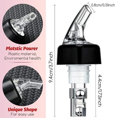 Вимірювач для розливу спиртних напоїв, дозатор для пляшок, 30 мл (прозорий, чорний, 80 шт.)