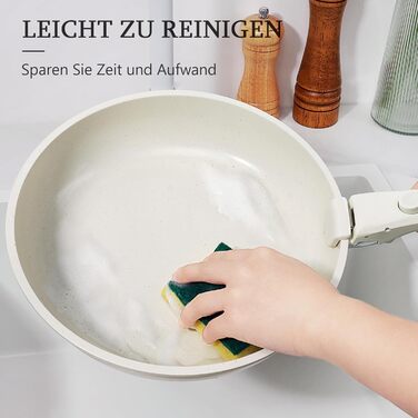 Набір посуду GiPP 11 предметів з антипригарним покриттям та знімною ручкою - для індукційних плит, підходить для духовки (білий)