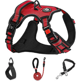 Нашийник для собак середніх порід NESTROAD, розмір M, червоний. Анти-тягнучий нашийник, обхват шиї 33-43 см, обхват грудей 43-64 см. Безпечний нашийник для собак з підкладкою