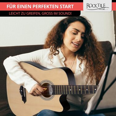 Rocktile WSD-5C-NT: Акустична гітара Western Slim Line Dreadnought - Натуральний колір (з аксесуарами)