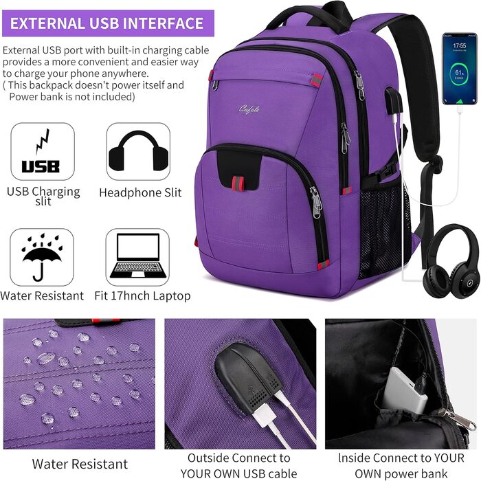 Rucksack Cafele з RFID захистом, USB зарядкою та водонепроникністю для ноутбука 17.3