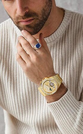 Чоловічий наручний годинник OLEVS G9805 аналоговий, сталевий ремінець, золотий колір, водонепроникний, з календарем та підсвіткою