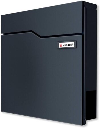 Поштова скринька Metzler Hoffmann антрацит RAL 7016 з табличкою для імені та відділенням для газет - настінна металева порошково-пофарбована, стійка до погодних умов