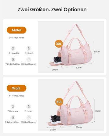 Спортивна сумка LOVEVOOK для фітнесу, йоги, подорожей (30L, світло-рожевий)