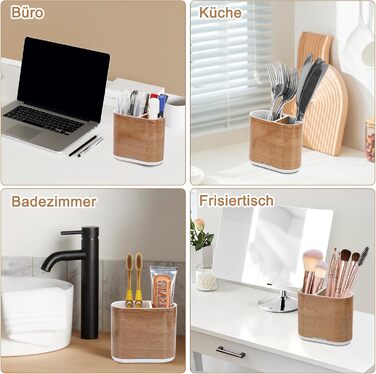 Тримач для електричної зубної щітки: органайзер для ванної кімнати з піддоном для води, сімейний, дитячий (дерев'яний малюнок, середній)