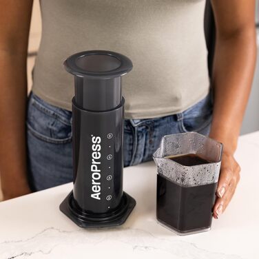 Прозора кавоварка AeroPress Clear XL – 3-в-1: френч-прес, пуровер і еспресо, портативна міні-кавоварка для подорожей, без гіркоти, чорна