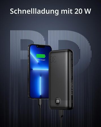 Power Bank VEGER 30000mAh 20W PD: Зовнішній акумулятор USB-C з LED-дисплеєм для iPhone, iPad, телефонів та планшетів