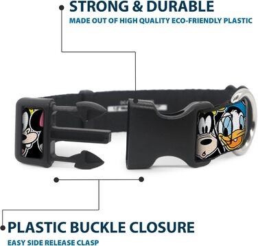 Гермо-нашийник Buckle-Down з класичними персонажами Disney, чорний, пластик, M (11-17 дюймів, 2.5 см)
