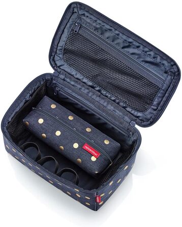 Набір косметичок reisenthel Beautycase Set: косметичка та прямокутна сумка для аксесуарів, Metallic Dots Blue (17x18x17 см та 21x8x4 см)