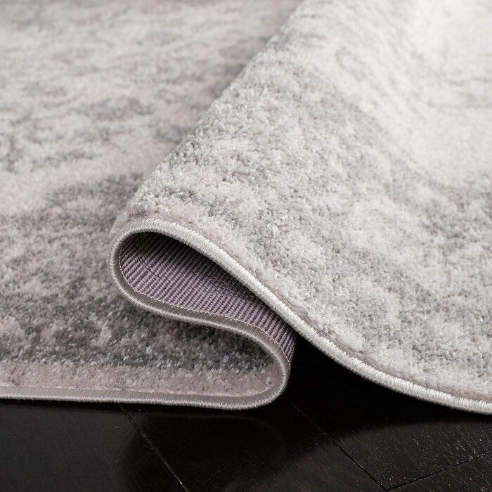 Килим SAFAVIEH з потертою текстурою для вітальні, їдальні, спальні - колекція Adirondack, короткий ворс, слонова кістка та срібло, 122 x 183 см