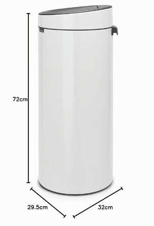 Сміттєвий кошик Brabantia Touch Bin з виймаючою пластиковою ємністю, білий, 30 л
