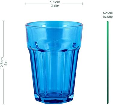 Rainbow Glasses Set, 6-Piece: Colorful Water Glasses, 425 ml Drinking Glasses, Colorful Highball Glasses, Cocktail Glasses, Juice Glasses, Large Drinking Glasses, Colored Caipirinha Glasses | Gigi Vivid Rainbow