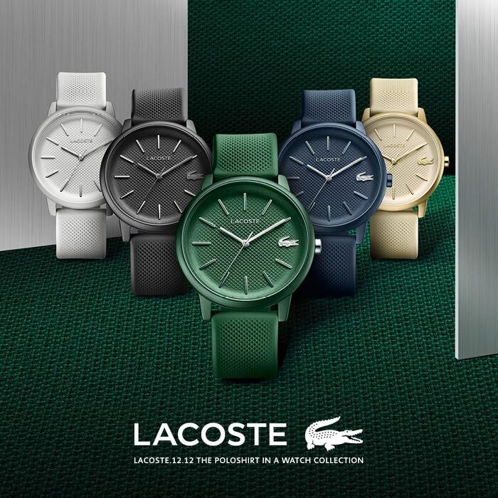 Годинник чоловічий Lacoste 12.12 Move Analog Quartz з силіконовим браслетом сірий