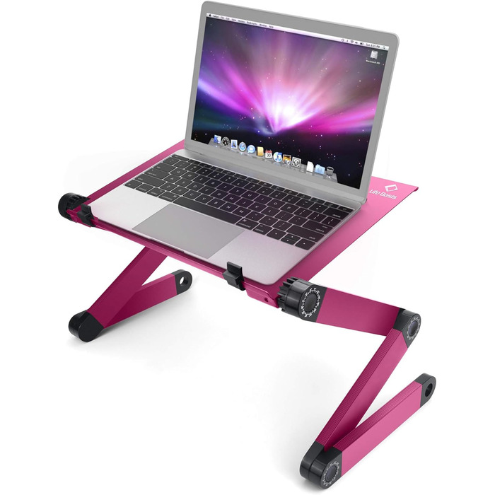 Підставка для ноутбука LifeBasis, складна, регульована, рожева, до 17 дюймів
