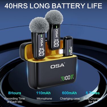 Бездротовий мікрофон-петличка OSA: професійний комплект з двома мікрофонами, Plug-and-Play, для iPhone, Android, камери, ПК (Type-C)